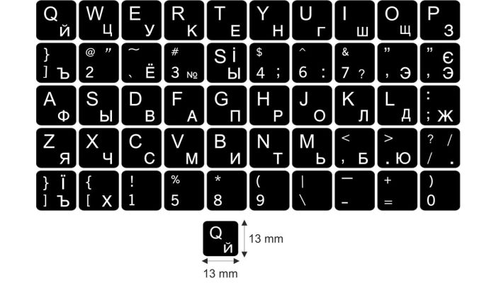 N4 Ключевые наклейки - русский - большой набор - черный фон - 13:13мм