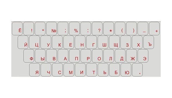 Наклейки на клавиатуру - русский кириллицы - Красный шрифт