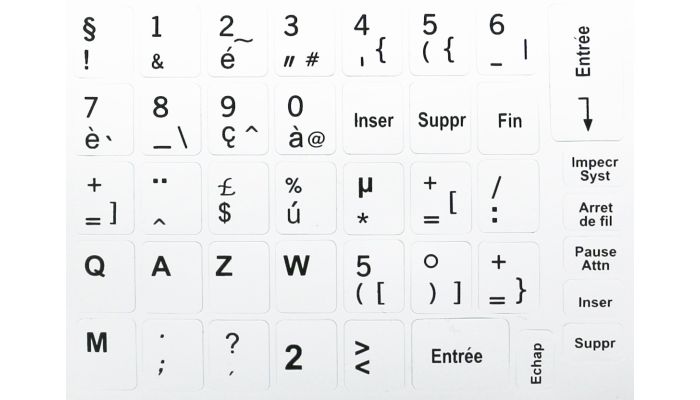 N22 Ключевые наклейки - французкий язык - большой набор - белый фон - 13:10мм